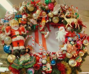 Nostalgic thrift-store holiday wreath